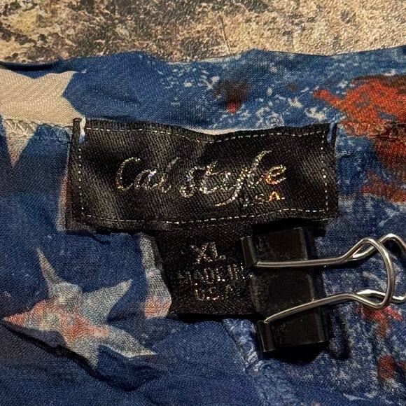 Cal Style Dress Sheer Patriotic Americana Flag Festival Y2K Midi Red Blue XL - Picture 3 of 5